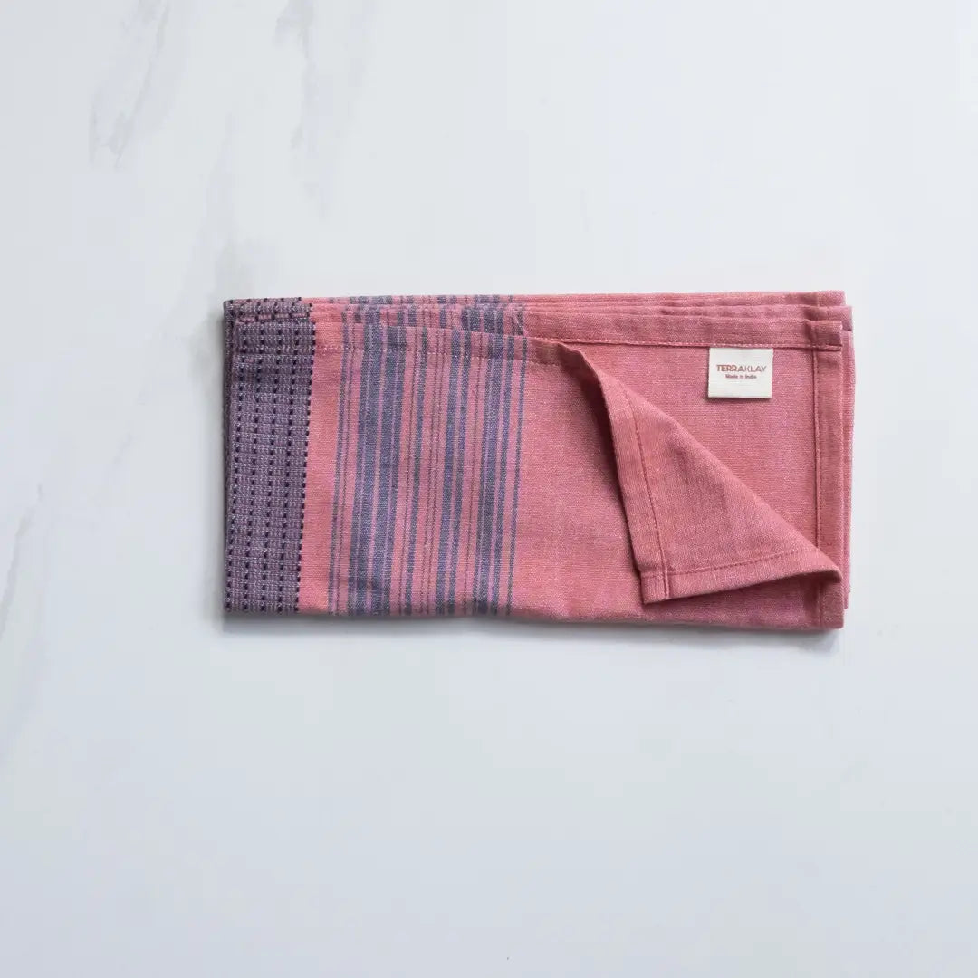 Pink Napkins with Blue Stripes – Set of 4