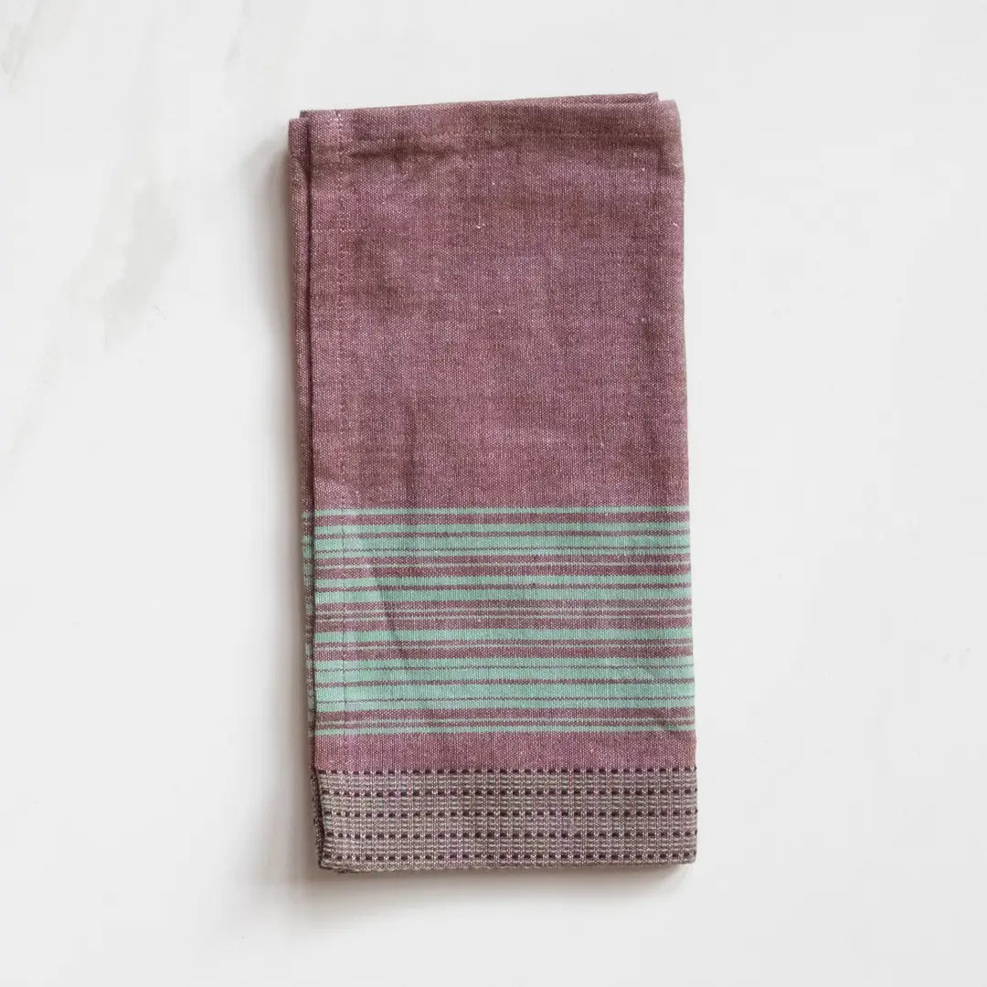 Brown Napkins with Teal Stripes – Set of 4