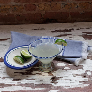 Blue Rim Margarita Glass