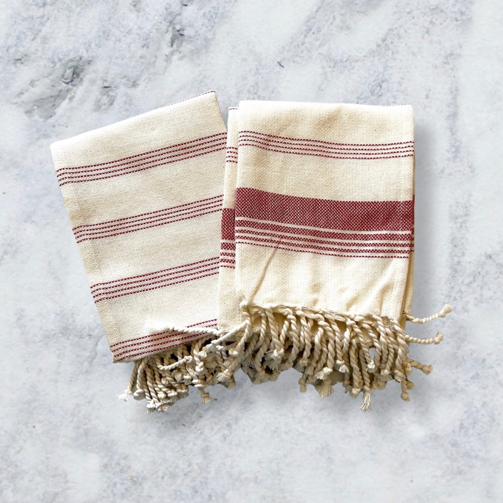 Red Hand Towels  All Cotton and Linen