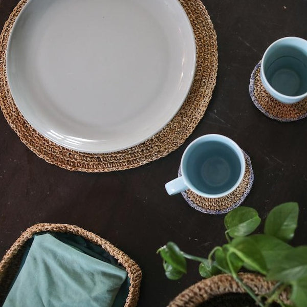 Handmade Round Natural Fiber Placemats - Set of 4 - TerraKlay